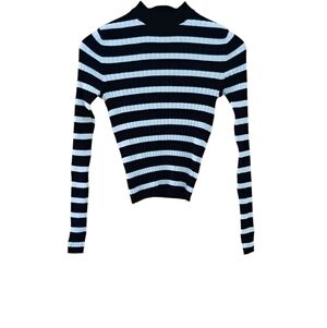 Bershka Black and White Stripped Sweater Size L